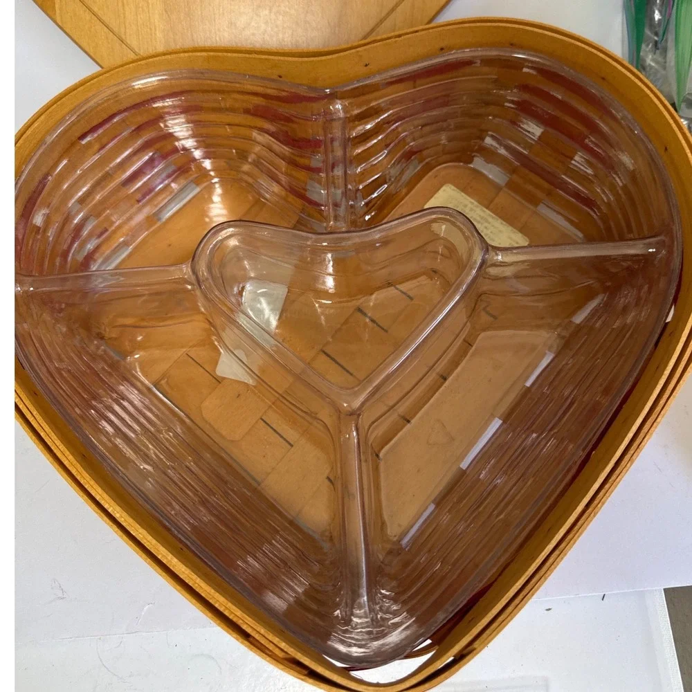 Longaberger Love Treasures Sweetheart Basket Set 1999 Red Heart Wood Lid LinerEX